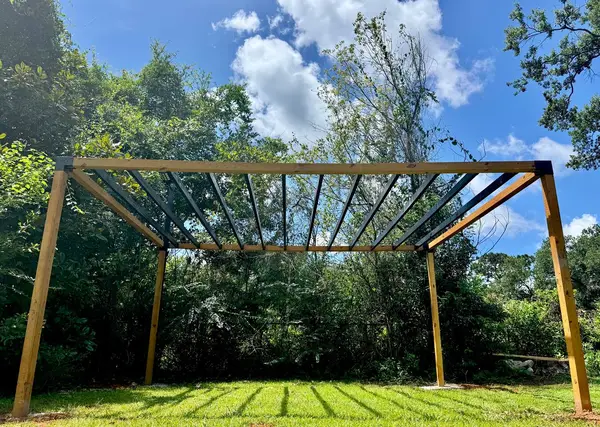 Large pergola on the shared lawn